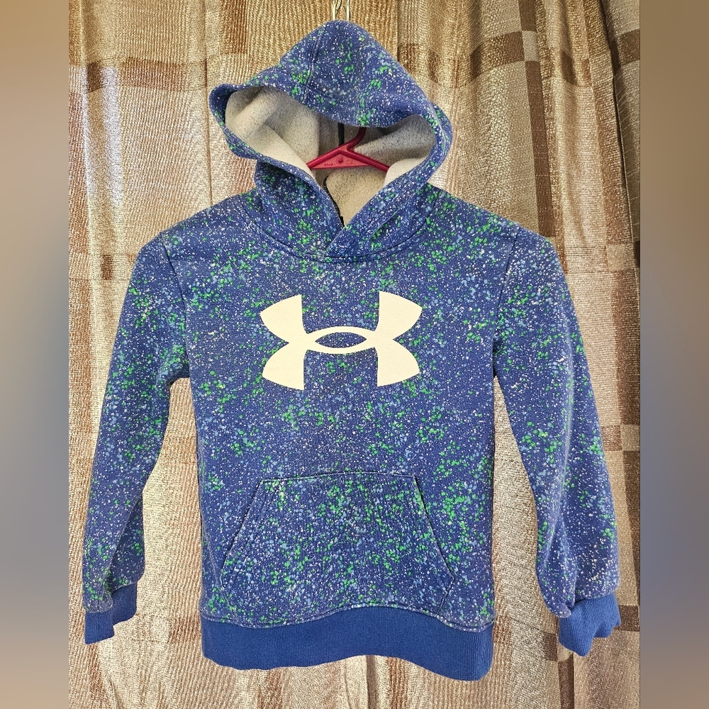 Under Armour Galaxy Speckled Youth Hoodie, Blue, Green, White, Size 6